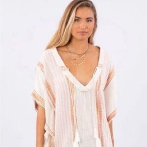 RIP CURL Beige Bohemian Tassel Top